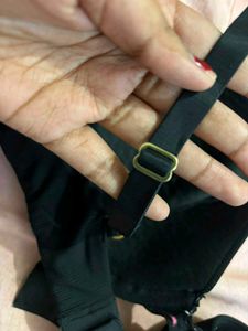 Black Ribbed Push-Up Bra
