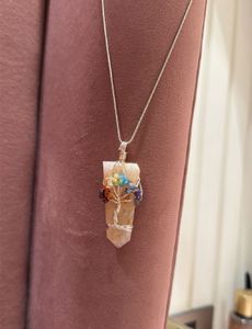 Set Crystal Tree of Life Pendant Necklace