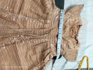 Peach Salwar Pants and frock of Sequins