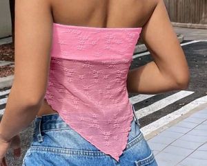 Pink Lace Bow Bandeau Top
