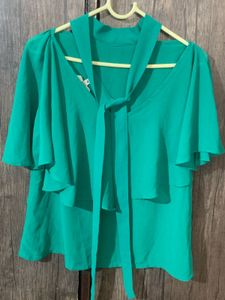 Emerald Green Chiffon Cape Top