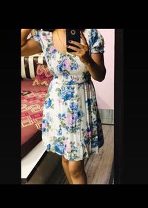 Navy Floral Print Dress