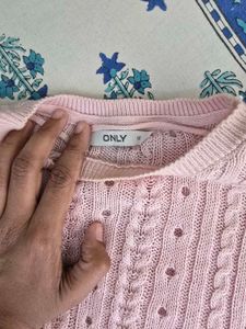 Chic Pink Cable Knit Sweater