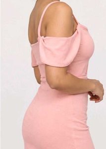Chic Off-Shoulder Pink Wrap Dress