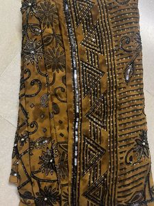 Olive Saree with Sequins
