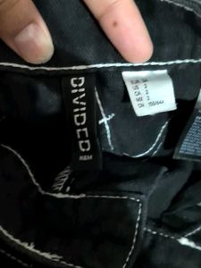 Black Cargo Pants with White Stitching