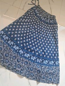 Bohemian Blue Printed Maxi Skirt