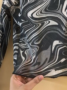 Mesh Marble Print Long Sleeve Top