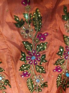 Elegant Orange Embroidered Gown