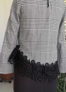 Zara Plaid Lace Trim Top