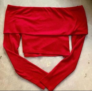 nuon Red Off-Shoulder Top