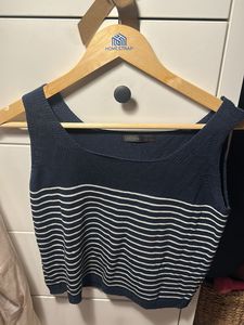 Navy & White Striped Knit Tank Top