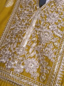 Elegant Yellow Kurta with Gold Print