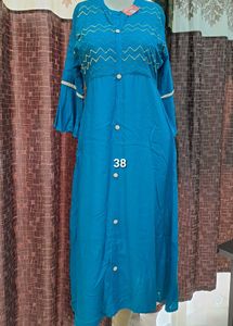 New Teal Embroidered Kurta