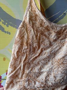 Light Peach Embroidered Tank Top