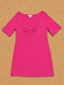 H&M Crepe Vibrant Pink Ruched Front Top