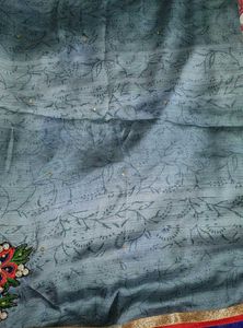 Elegant Beige and Blue Saree