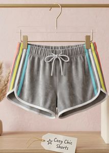 Grey Cozy Chic Velvet Shorts