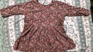 Red Floral Print Kurta Top