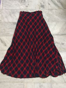 Red & Black Plaid Maxi Skirt