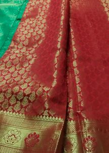 Red &amp; Green Brocade Saree