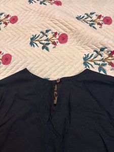 Black Kurti with White Floral Embroidery