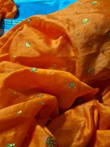 Embellished Orange Saree