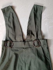 🇰🇷Stylish Olive Green Pinafore Dress