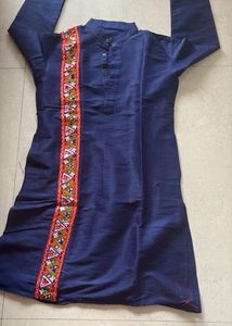Elegant Navy Blue Embroidered Kurta set