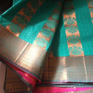 Beautiful South Indian Silk Saree with Gold Border