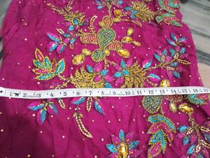 beautiful dark pink and blue kurti with duppatta a