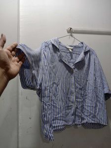Blue Striped Button-Up Shirt