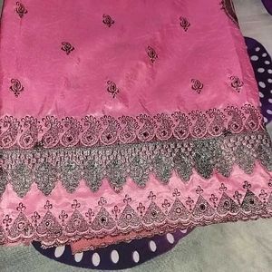 Pink Embroidered Saree