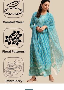 Beautiful Blue Block Print Kurta Set