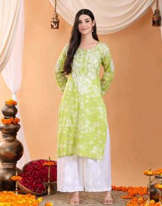 Zainab Chikankari Mulmul Straight Kurta