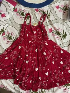 Cute Red Heart Print Summer Dress