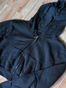 Black Cropped Zip-Up Hoodie size small to xs
