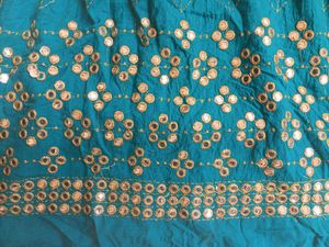 Women’s Teal Blue Embroidered Ethnic Gown Dress