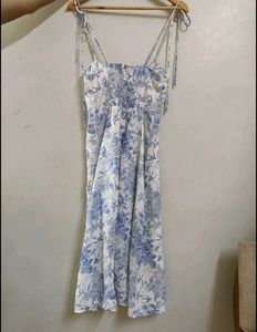 Blue Floral Maxi Dress with Side Slit🩵