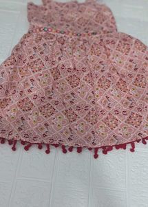 Pink Printed Dress Material