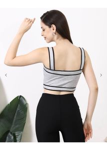 grey strap mock buttoned top