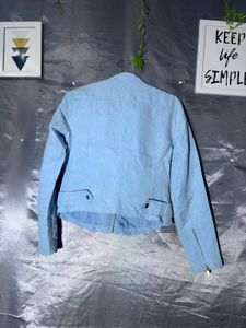 forever 21 Light Blue Faux Suede Biker Jacket