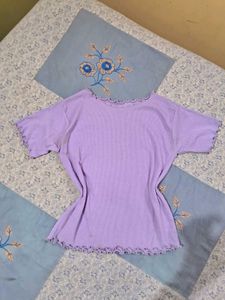 Cute Lavender Lettuce Trim Top