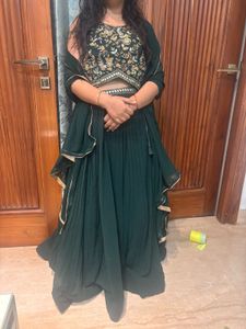 Emerald Green Embroidered Lehenga Set