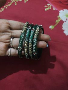 Green Stone Bangles