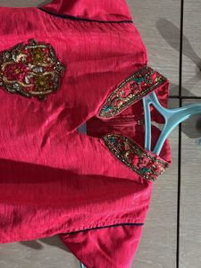 Elegant Pink Kurti with Embellished Neckline