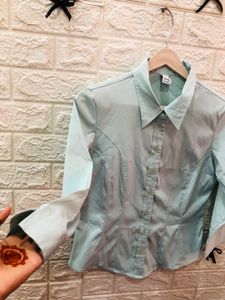 Light Blue Classic Button-Up Shirt☁️🎗️
