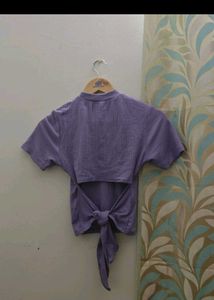 Ribbed Mock Neck Purple Top