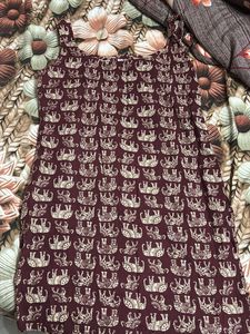 Maroon Elephant Print Ethnic short kurti