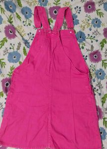 Pink Denim Dungaree Short Dress